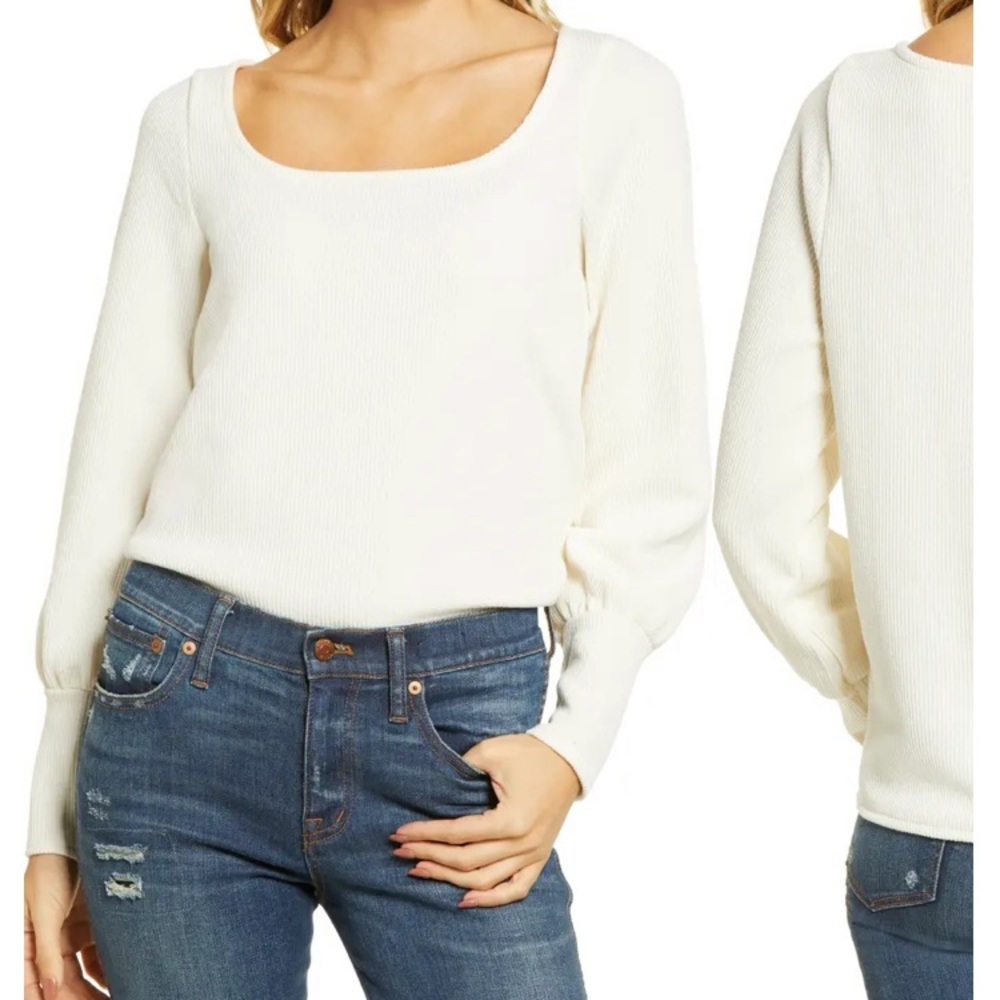 Madewell off white ottoman ribbed sweater